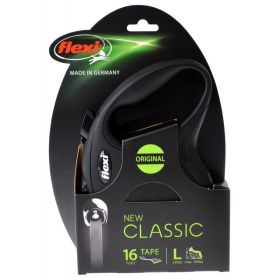 Flexi New Classic Retractable Tape Leash - Black - Large - 16' Tape- 110 lbs