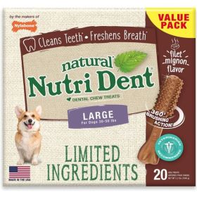 Nylabone Natural Nutri Dent Filet Mignon Dental Chews - Large - 20 Count