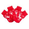 4 Pcs Christmas Red Elk Dog Knitted Pet Socks Cartoon Cute Puppy Cat Socks