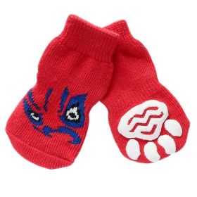 4 Pcs Cute Puppy Cat Socks Knitted Pet Socks, Red Chinese Opera Face