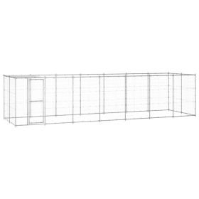 Outdoor Dog Kennel Galvanized Steel with Roof 182.3 ft¬≤