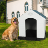 Dog House Outdoor Plastic Weatherproof Kennel House with Elevated Floor