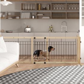 Wood Freestanding Pet Gate;  38"-71" Length Adjustable Dog Gate