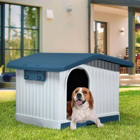 Dextrus Large Plastic Dog House with Liftable Roof, Indoor Outdoor Doghouse