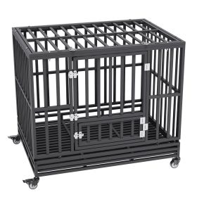 VEVOR 42 Inch Heavy Duty Dog Crate, Indestructible Dog Crate, 3-Door Heavy Duty