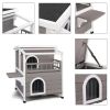 HOBBYZOO Wooden Cat house 2-Story Indoor Outdoor Luxurious Cat