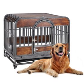 37in Heavy Duty Dog Crate, Furniture Style Dog Crate with Removable Trays