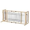 Wood Freestanding Pet Gate;  38"-71" Length Adjustable Dog Gate