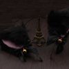 Black Animal Faux Fur Cat Ears Headband with Bell Bowknot Cute Fox Dog Ears