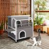 HOBBYZOO Wooden Cat house 2-Story Indoor Outdoor Luxurious Cat