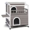 HOBBYZOO Wooden Cat house 2-Story Indoor Outdoor Luxurious Cat