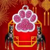 New Year Pet ID Tags; Personalized Dogs Tags; Footprint Engraved Dog Tag