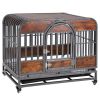 37in Heavy Duty Dog Crate, Furniture Style Dog Crate with Removable Trays