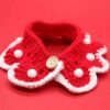 Red Handmade Pet Knitted Collar New Year Christmas Decoration Necklace