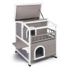 HOBBYZOO Wooden Cat house 2-Story Indoor Outdoor Luxurious Cat
