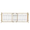 Wood Freestanding Pet Gate;  38"-71" Length Adjustable Dog Gate
