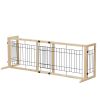 Wood Freestanding Pet Gate;  38"-71" Length Adjustable Dog Gate