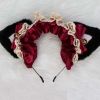Black Red Faux Fur Fox Ears Headband Cute Animal Plush Cat Dog Ears