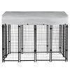 Dog Kennel with Roof Cover Heavy Duty Dog Crate for M-L