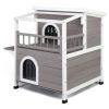 HOBBYZOO Wooden Cat house 2-Story Indoor Outdoor Luxurious Cat