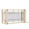 Wood Freestanding Pet Gate;  38"-71" Length Adjustable Dog Gate