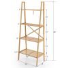 58 Inch 4-Tier Bamboo Ladder Bookshelf