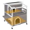 HOBBYZOO Wooden Cat house 2-Story Indoor Outdoor Luxurious Cat