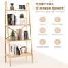 58 Inch 4-Tier Bamboo Ladder Bookshelf
