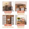 Furniture Style Dog Crate End Table with Drawer;  Pet Kennels with Double Doors