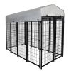 Dog Kennel with Roof Cover Heavy Duty Dog Crate for M-L