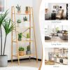 58 Inch 4-Tier Bamboo Ladder Bookshelf