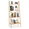 58 Inch 4-Tier Bamboo Ladder Bookshelf