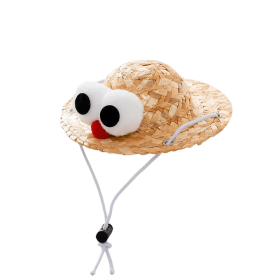 Pet Straw Hat Funny Cap for Birthday for Small Pets/Puppy/Cat (Color: Red, size: L)