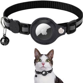 Reflective AirTag Dog Collar;  Padded Apple Air Tag Dog Collar (Color: black)