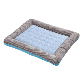 Pet Cooling Pad Bed For Dogs Puppy  Cool Mat Pet Blanket Ice Silk Material (Color: Blue, size: L)