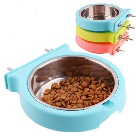 Stainless steel pet bowl hanging bowl tableware overturn proof dog bowl feeder (Color: Large green)