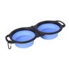 Rubber Folding Double Bowl Portable Pet Feeding Watering Bowl