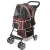 Pet Dog Stroller Trolley, Foldable Travel Carriage with Wheels Zipper Entry Cart