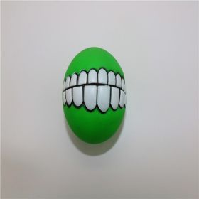 Pet Squeaky Ball Interactive Chewing Toy with Funny Large Teeth Design (Color: Green)