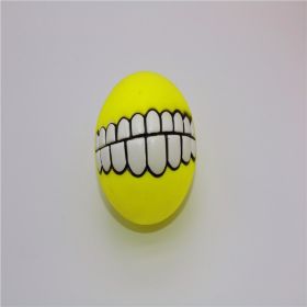 Pet Squeaky Ball Interactive Chewing Toy with Funny Large Teeth Design (Color: yellow)