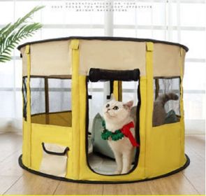 Portable Pet Soft Playpen;  Pop up Tent Indoor & Outdoor Use Paw Kennel Cage (Color: yellow)