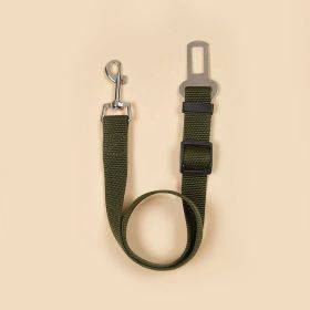 Adjustable Pet Safety Belt Leash; Dog Car Seat Belt For Dogs Outdoor Travelling (Color: Army Green, size: 72)