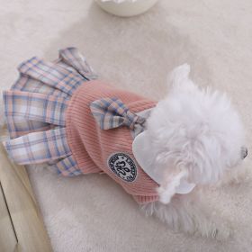 Sweet Bowknot Dog Sweater Dress; Winter Warm Pet Clothes; Costume For S-M-L (Color: pink, size: XXL)