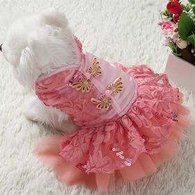 New Year Dog Dress; Festive Pet Dress;Costumes; Pet Clothes For S-M (Color: pink, size: XS)