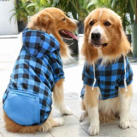 Plaid Dog Hoodie Pet Clothes Sweaters with Hat and Pocket  Plaid S-M (colour: Zipper pocket coat blue black plaid, size: 4XL (chest circumference 82, back length 62cm))
