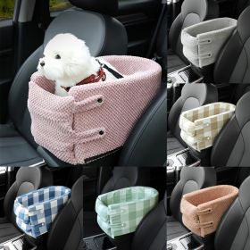 Pet Car Seat For Small Dog & Cat; Cat Safety Seat Anti-dirty Cushion Dog Cage (Color: Small Lattice Coffee White - Cotton)