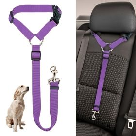 Solid Color 2 In 1 Pet Car Seat Belt Nylon Lead Leash Backseat Safety Belt (Color: Army Green)