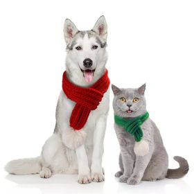 Pet knit Christmas scarf Creative teddy scarf dog pet supplies pet clothing (colour: red, size: L)