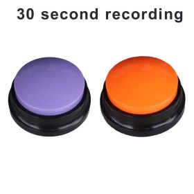 2Pcs Recordable Talking Button Pet Child Interactive Toy Voice Recording (Ships From: CN, Color: purple - orange)