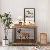 Furniture Style Dog Crate Side Table on Wheels with Double Doors and Lift